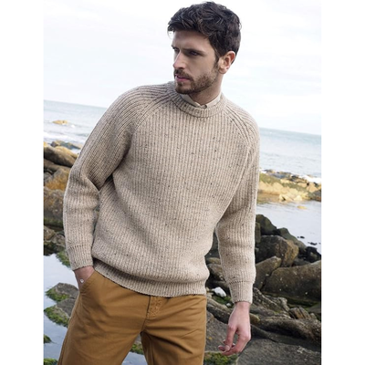 Men's Fisherman's Ribbed Crew Neck Sweater Skiddaw